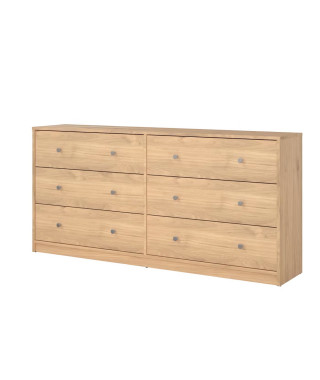Commode OREGON 2x 3 tiroirs - Décor chene - L 143 x P 30 x H 68 cm - TVILUM