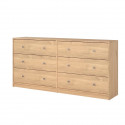 Commode OREGON 2x 3 tiroirs - Décor chene - L 143 x P 30 x H 68 cm - TVILUM