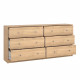 Commode OREGON 2x 3 tiroirs - Décor chene - L 143 x P 30 x H 68 cm - TVILUM