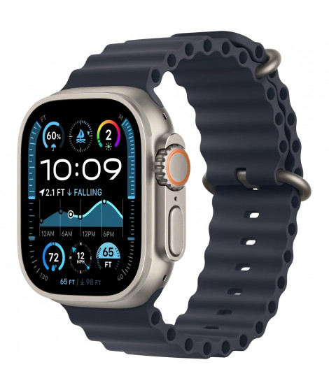 Apple Watch Ultra 2 GPS + Cellular - 49mm - Boîtier Natural Titanium - Bracelet Navy Ocean Band