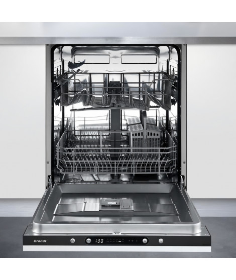 Lave-vaisselle intégrable BRANDT LVE327J - 12 couverts - L60cm - 47 dB - Noir