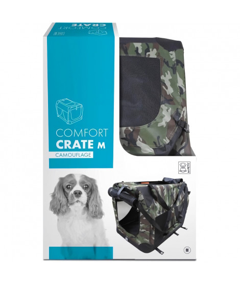 Caisse de transport - M PETS - COMFORT CRATE M - Camouflage - Pliable - Cadre métallique - Grilles d'aération