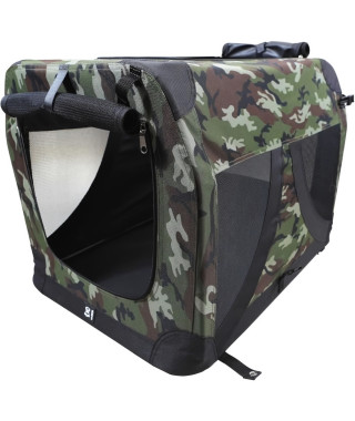 Caisse de transport - M PETS - COMFORT CRATE L - Camouflage - Pliable - Cadre métallique - Grilles d'aération