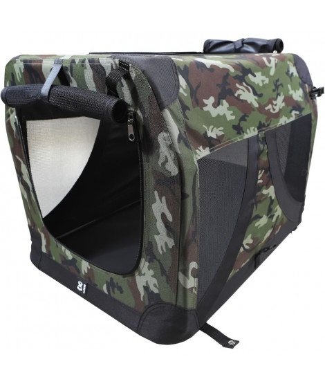 Caisse de transport - M PETS - COMFORT CRATE L - Camouflage - Pliable - Cadre métallique - Grilles d'aération