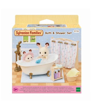 Le set baignoire et douche - SYLVANIAN FAMILIES - 5739 - Ensemble de salle de bain avec accessoires
