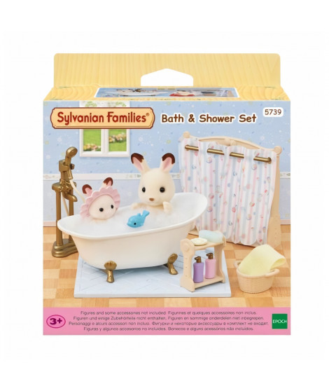 Le set baignoire et douche - SYLVANIAN FAMILIES - 5739 - Ensemble de salle de bain avec accessoires