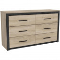 Commode 6 tiroirs Colorado - Décor Chene Kornberg - L 129,1 x H 77,1 x P 41,8 cm - DEMEYERE