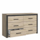 Commode 6 tiroirs Colorado - Décor Chene Kornberg - L 129,1 x H 77,1 x P 41,8 cm - DEMEYERE