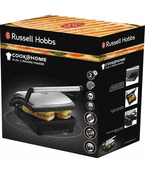 Russell Hobbs 17888-56 Grill 3en 1 CookAtHome Panini, Viande, Plancha Barbecue de Table, Grande Capacité