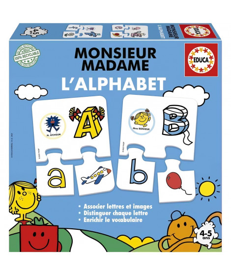 Jeu d'apprentissage - EDUCA - Monsieur Madame - Alphabet