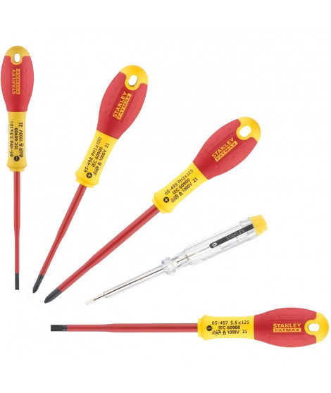 Jeu de 5 Tournevis - STANLEY FATMAX - XTHT0-62692 - Slim Isolés 1000V - Electricien + Phillips + Testeur