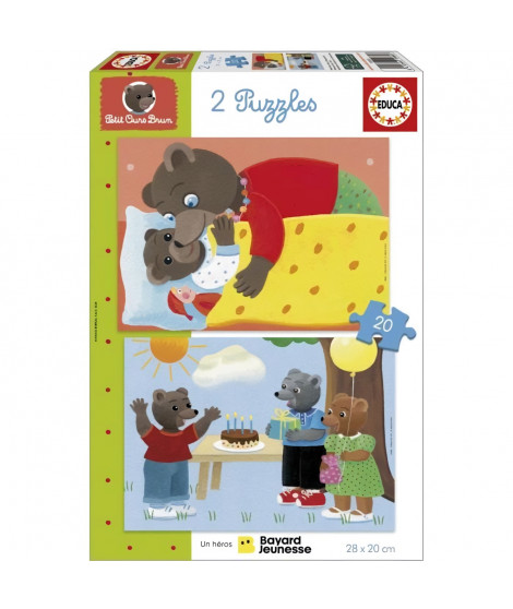 Puzzle - EDUCA - Petit Ours Brun : Ensemble de 2 puzzles de 20 pieces pour enfants des 4 ans