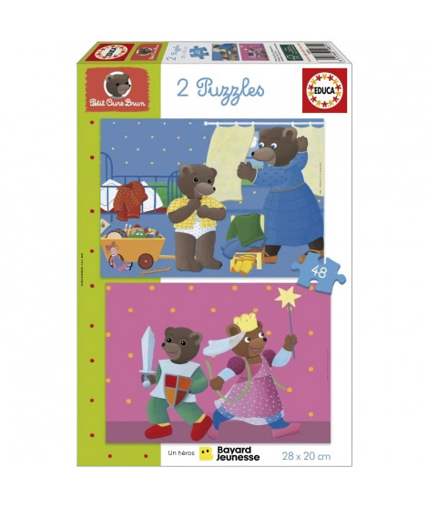 Puzzle - EDUCA - Petit Ours Brun : Ensemble de 2 puzzles de 48 pieces pour enfants des 4 ans