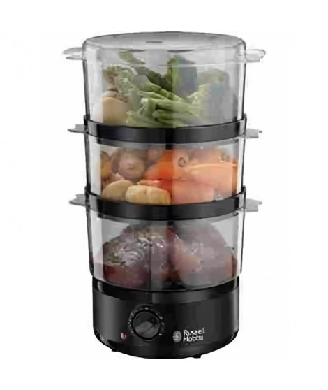 Cuiseur vapeur - RUSSELL HOBBS - Matte Black - 26530-56 - 400 W - 7 L - 3 paniers vapeur - Noir