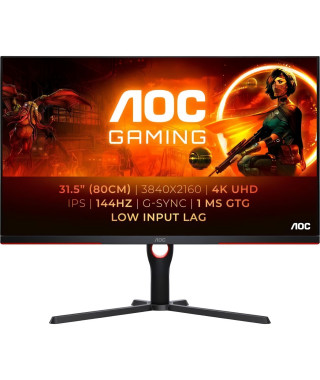 Écran PC - AOC - U32G3X - 32 UHD 4K - Dalle IPS - 144Hz - 1ms - Ajustable en hauteur - 2 HDMI 2 DP - Adaptive Sync - Noir