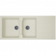 STRADOUR Evier cuisine a encastrer 2 bacs + 1 égouttoir Aloa - Résine - 116 x 50 cm - Blanc