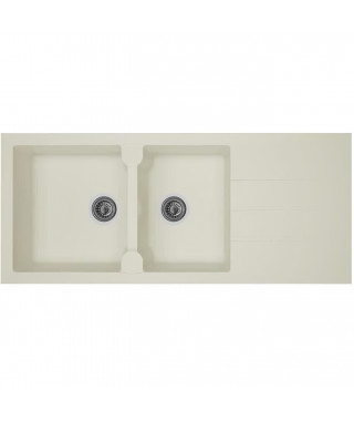 STRADOUR Evier cuisine a encastrer 2 bacs + 1 égouttoir Aloa - Résine - 116 x 50 cm - Blanc