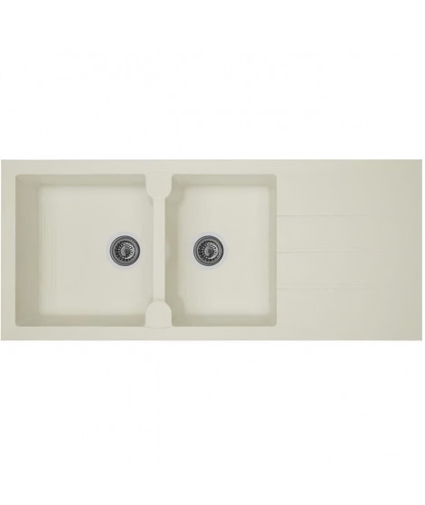 STRADOUR Evier cuisine a encastrer 2 bacs + 1 égouttoir Aloa - Résine - 116 x 50 cm - Blanc