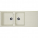 STRADOUR Evier cuisine a encastrer 2 bacs + 1 égouttoir Aloa - Résine - 116 x 50 cm - Blanc