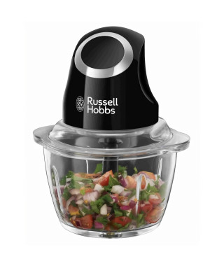 Mini Hachoir - RUSSELL HOBBS - Desire 24662-56 - 200 W - Bol en verre 1 L - Lames inox - Noir mat