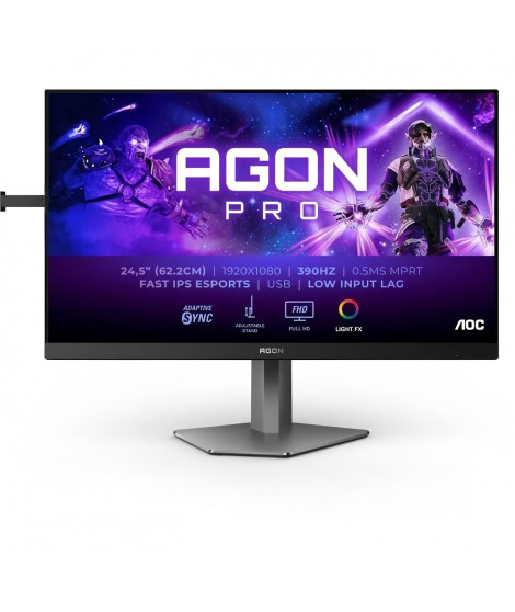 Écran PC - AOC - AG256FS - 24,5 FHD - Dalle IPS - 390Hz - 0,3ms - Ajustable en hauteur - 2 HDMI 1 DP - Adaptive Sync - Noir