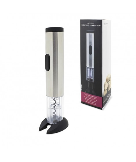 Tire-bouchon électrique acier inox + coupe capsule - Tire-bouchon avec socle - Multicolore - Noir - 1 piece