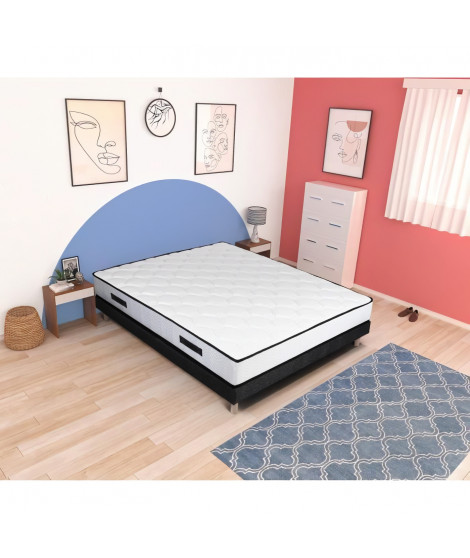 Ensemble sommier et matelas - PARIS - 140 x 190 - Ressorts - Sommier a lattes