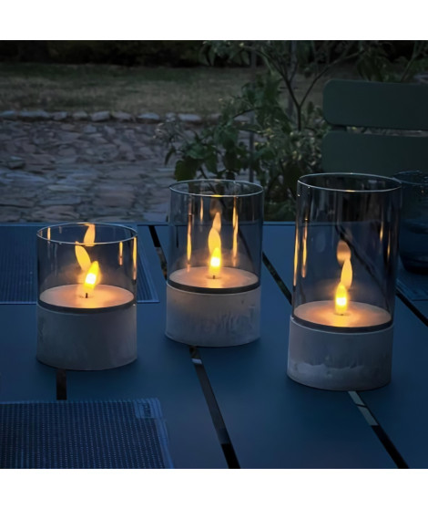 Lot 3 Lampes a poser LED BOUGIE BRILLIANT  - 2500K - Plastique et verre - Gris et verre fumé
