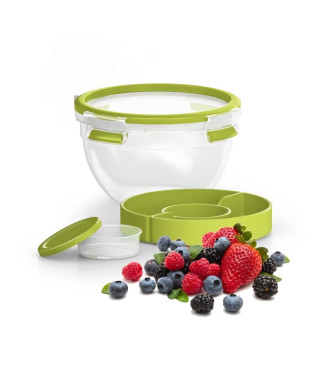 TEFAL Masterseal To Go Salad Box, Boîte alimentaire 1 L, 2 compartiments, 100% hermétique, Sans BPA, Garantie 30 ans K3100112