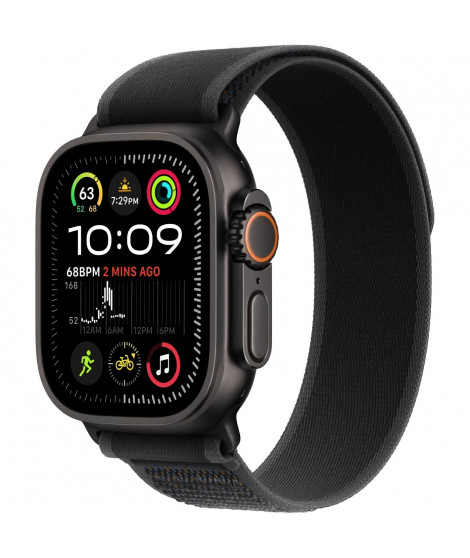 Apple Watch Ultra 2 GPS + Cellular - 49mm - Boîtier Black Titanium - Bracelet Black Trail Loop - S/M
