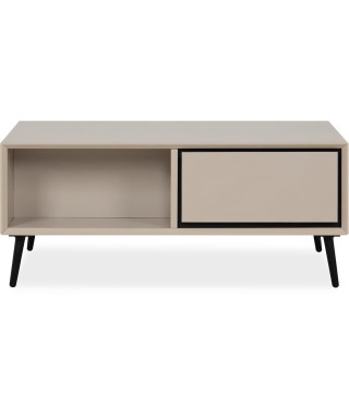 Table basse - ARONA - Rectangulaire - Capuccino / Noir - Sur pieds - 94 x 40 x 55 cm