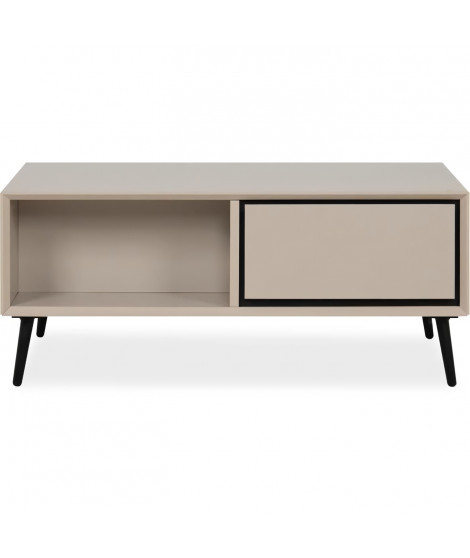 Table basse - ARONA - Rectangulaire - Capuccino / Noir - Sur pieds - 94 x 40 x 55 cm