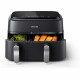 AirFryer - PHILIPS - NA351/00 - Inox - 9,0L - Double Cuve - 38,25 x 44,39 x 31,42 cm