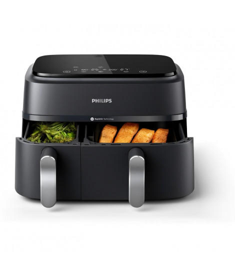 AirFryer - PHILIPS - NA351/00 - Inox - 9,0L - Double Cuve - 38,25 x 44,39 x 31,42 cm