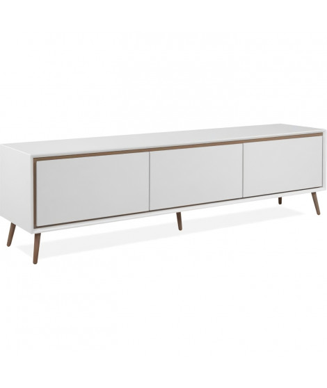 Meuble TV - ARONA - Blanc / Chene artisan - 3 abbatants - 175 x 50 x 38 cm
