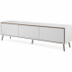 Meuble TV - ARONA - Blanc / Chene artisan - 3 abbatants - 175 x 50 x 38 cm