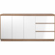 Buffet - PHoeNIX - Décor chene artisan / blanc HGL - 3 portes - 3 tiroirs - 178 x 88 x 40 cm
