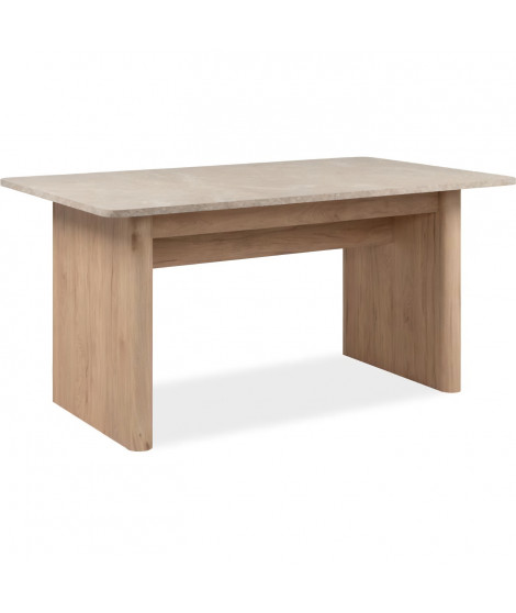 Table extensible - Sai 80A - Décor Chene Jackson / Imitation pierre blanche - Allonge de 40 cm inclue - 160-200 x 75 x 90 cm