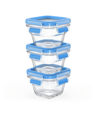 Tefal Masterseal Glass Bébé, Lot de 3 boîtes de conservation alimentaire  0,18 L, Compatible four et congélateur N1050710