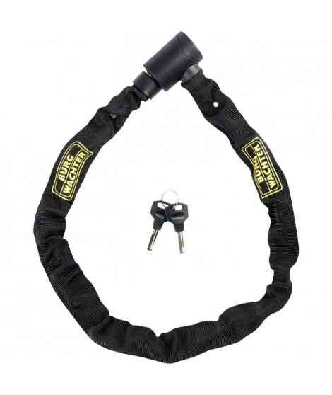Antivol vélo chaîne - BURG WACHTER - 580 90 BLACK - Acier 6 mm - Textile haute résistance - 2 clés