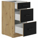 Meuble bas casserolier - 40 cm - 3 tiroirs - Chene artisan et noir mat - CUISINIER