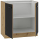 Meuble bas - MODENA - 80 cm - 2 portes battantes - Chene artisan et noir mat - CUISINIER