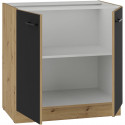 Meuble bas - MODENA - 80 cm - 2 portes battantes - Chene artisan et noir mat - CUISINIER