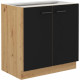 Meuble bas - MODENA - 80 cm - 2 portes battantes - Chene artisan et noir mat - CUISINIER