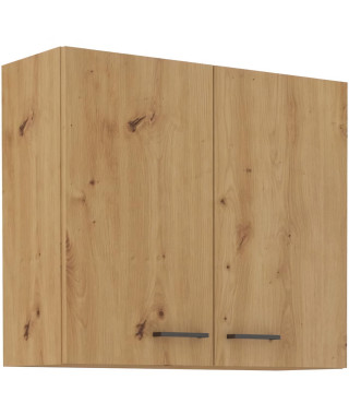 Meuble haut - MODENA - 80 cm - Chene artisan et noir mat - CUISINIER