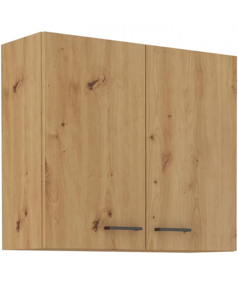 Meuble haut - MODENA - 80 cm - Chene artisan et noir mat - CUISINIER