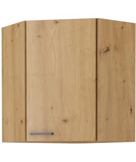 Meuble haut d'angle - MODENA - 89 x 89 cm - Chene artisan et noir mat - CUISINIER