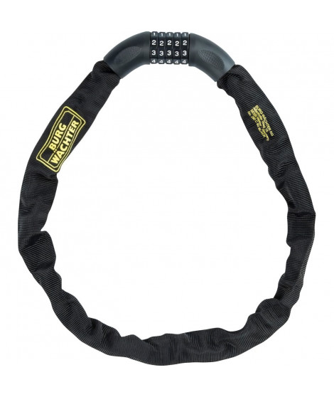 Antivol vélo chaîne - BURG WACHTER - 280 C 90 BLACK - Acier 6 mm, gainé, code