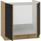 Meuble sous evier - MODENA - 80 cm - 2 portes battantes - Chene artisan et noir mat - CUISINIER