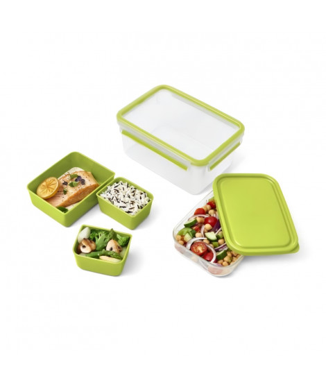 TEFAL Masterseal To Go Boîte a repas 2,3 L, 3 compartiments, 100% hermétique, Sans BPA, Garantie 30 ans N1071610